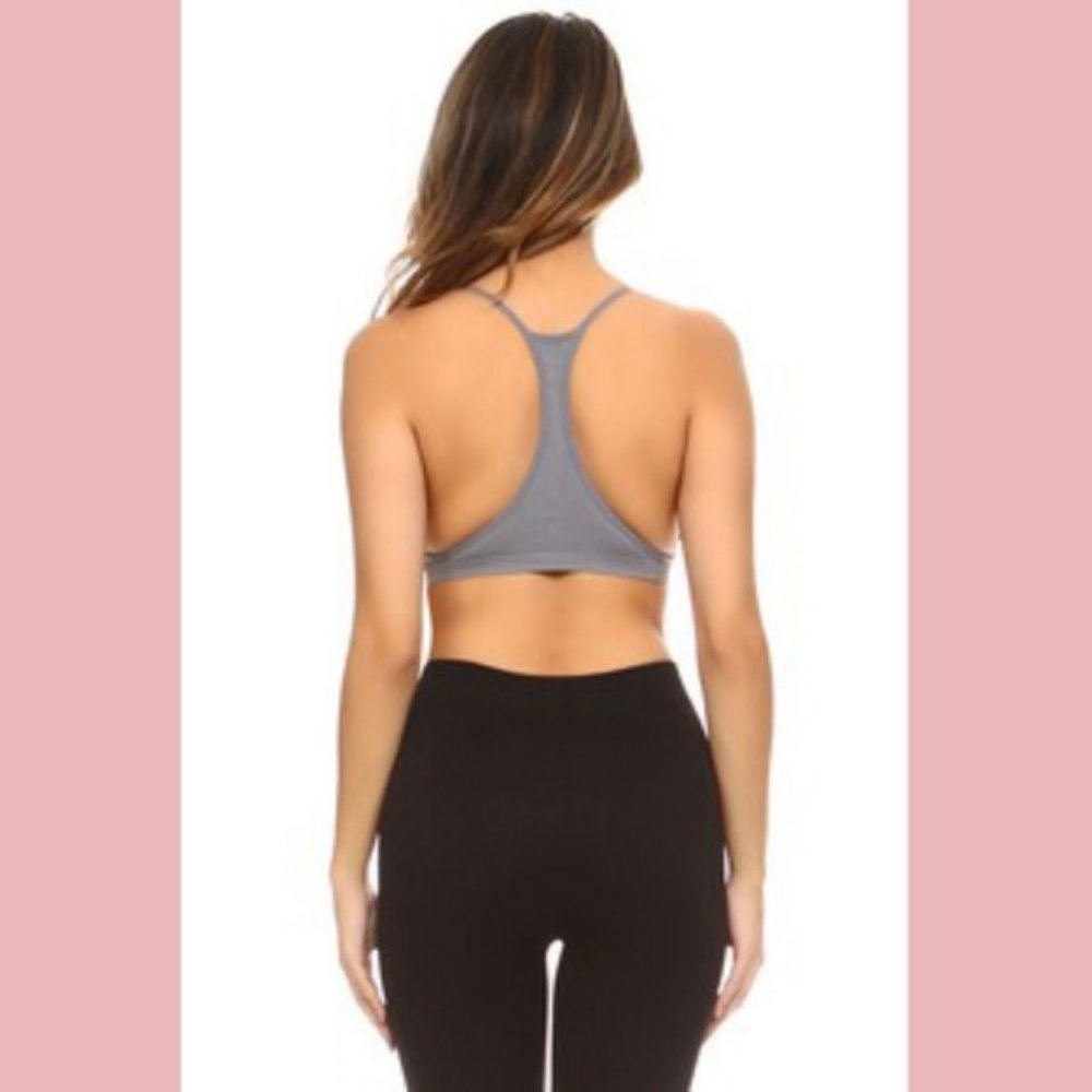Ribbed Gray Crisscross Bralette - Picture 6 of 8